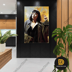 pulp fiction wall art, mia wallace canvas art, movie wall decor, roll up canvas, stretched canvas art, framed wall art p