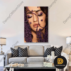 purple makeup wall art, dry lavender canvas art, beauty saloon wall decor, roll up canvas, stretched canvas art, framed