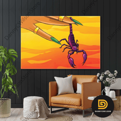 purple scorpio gold accessories green nail polish scorpio roll up canvas, stretched canvas art, framed wall art painting