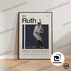 babe ruth canvas, new york yankees, yankees print, baseball prints, sports canvas, mlb canvas, baseball wall art, sports