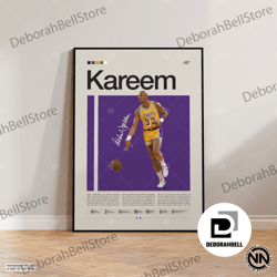 kareem abdul-jabbar canvas, la lakers, nba canvas, sports canvas, mid century modern, nba fans, basketball gift, sports