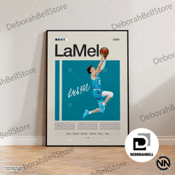 lamelo ball canvas, charlotte hornets, nba canvas, sports canvas, mid century modern, nba fans, basketball gift, sports