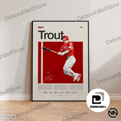 mike trout canvas, los angeles angels, baseball prints, sports canvas, mlb canvas, player gift, baseball wall art, sport