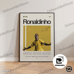 ronaldinho canvas, brazil football canvas, soccer gifts, sports canvas, football player canvas, soccer wall art, sports