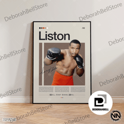 sonny liston canvas, boxing canvas, sports canvas, boxing wall art, mid-century modern, motivational canvas, sports bedr