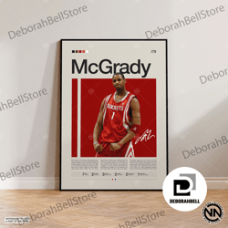 tracy mcgrady canvas, houston rockets, nba canvas, sports canvas, mid century modern, nba fans, basketball gift, sports