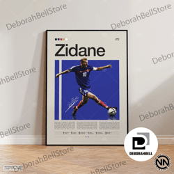 zinedine zidane canvas, french footballer, soccer gifts, sports canvas, football player canvas, soccer wall art, sports