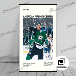 american airlines center print  dallas stars canvas  tyler seguin  nhl arena canvas   oil painting  modern art  , framed