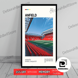 anfield stadium print  liverpool fc canvas  premier league soccer art  soccer pitch canvas   oil painting art  -1, frame