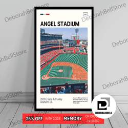 angel stadium print  los angeles angels canvas  ballpark art  mlb stadium canvas   oil painting  modern art   travel art