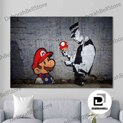 banksy wall art banksy mario banksy canvas banksy super mario banksy canvas pop culture wall art pop art canvas graffiti