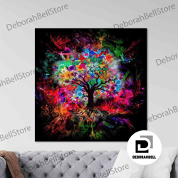 wall art canvas, canvas home decor, living room wall art, tree of life, tree of life 3d canvas, tree printed, colorful a