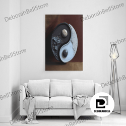 framed canvas ready to hang, 3d yin and yang, zen art, framed canvas print, wall art decor