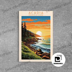 framed canvas ready to hang, acadia national park, framed wall art canvas print, travel poster, travel art, roadtrip dec