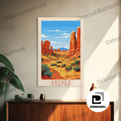 framed canvas ready to hang, arches national park, framed wall art canvas print, travel poster, travel art, roadtrip dec