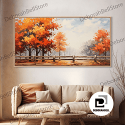 framed canvas ready to hang, autumn leaves - fall color change of the leaves - wood framed canvas print - rustic farmhou