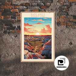 framed canvas ready to hang, badlands national park, framed wall art canvas print, travel poster, south dakota travel ar