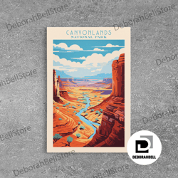 framed canvas ready to hang, canyonlands national park travel poster print, canvas print wall art, utah travel art, midc