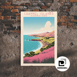 framed canvas ready to hang, channel island national park travel poster print, canvas print wall art, california travel