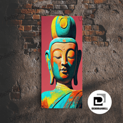 framed canvas ready to hang, colorful rainbow buddha, framed canvas print zen wall art