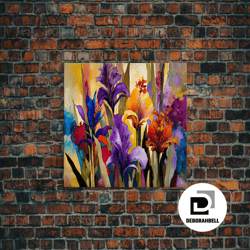 framed canvas ready to hang, colorful wildflowers print, framed canvas art, floral botanical art, vivid art, large livin