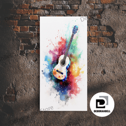 framed canvas ready to hang, cosmic acoustic guitar wall art framed canvas print, guitar art, guitar wall art, music art