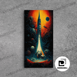 framed canvas ready to hang, cosmic horror space exploration poster canvas print, scifi wall art, ready to hang wall art