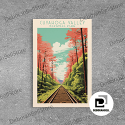 framed canvas ready to hang, cuyahoga valley national park travel poster print, canvas print wall art, ohio travel art,