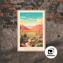 framed canvas ready to hang, death valley national park travel poster print, canvas print wall art, california travel ar