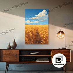 framed canvas ready to hang, farm wall print, wheat feld wall art countryside art, canvas print, wall art, vertical art,