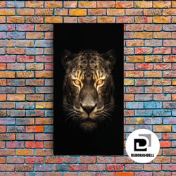 framed canvas ready to hang, fire eyed tiger portrait art print, framed wall art, canvas print, big cat art, tiger paint