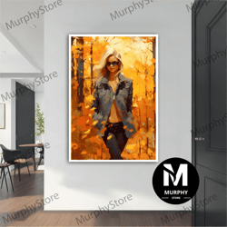autumn blonde woman modern canvas, modern painting, wall art, modern canvas, abstract art, canvas art, decor for gift