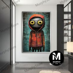 blue monster graffiti wall art, modern street art, original graffiti art, abstract graffiti art, modern graffiti canvas-