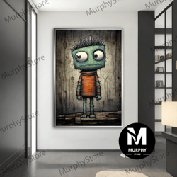 blue monster graffiti wall art, modern street art, original graffiti art, abstract graffiti art, modern graffiti canvas