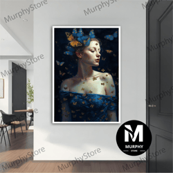 butterfly woman modern canvas, modern painting, wall art, modern canvas, abstract art, canvas art, decor for gift