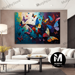 colorful butterfly canvas painting, colorful butterfly canvas, butterfly wall decor, butterfly canvas wall art