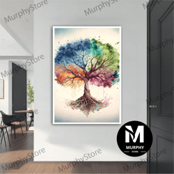 colorful tree canvas art, flower wall art, wall art, canvas art, framed canvas art, modern flower wall art, tree canvas