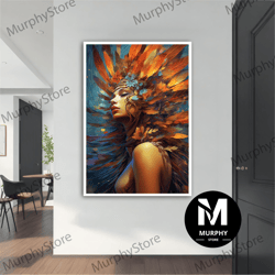 colorful woman modern canvas, modern painting, wall art, modern canvas, abstract art, canvas art, decor for gift, woman