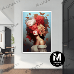 flower woman modern canvas, modern painting, wall art, modern canvas, abstract art, black and white canvas art