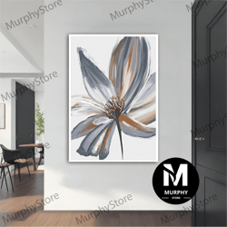 grey flower canvas art, flower wall art, wall art, canvas art, framed canvas art, modern flower wall art, flower canvas