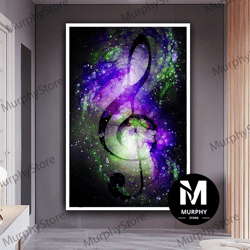 left switch in space with stars canvas art, left key wall art, music note canvas painting, sheet music canvas print, mus