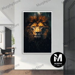 lion canvas painting, lion poster, lion wall art, lion art, lion home decor, animal wall decor, animal print art