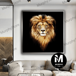 lion picture with black background canvas, abstract lion canvas print, lion canvas painting, lion portrait canvas wall a