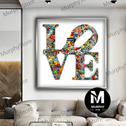 love lettering canvas art, graffiti love canvas wall art, love canvas painting, banksy grafitti love painting, graffiti