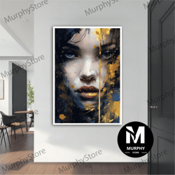 yellow woman modern canvas, modern painting, wall art, modern canvas, abstract art, canvas art, decor for gift, woman po