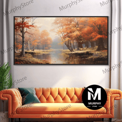 decorative wall art, beautiful fall landscape painting framed canvas print, fall decor, thanksgiving decor, autumn decor