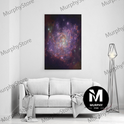 decorative wall art, beautiful red and purple galaxy, telescope space art, framed canvas print, wall decor, cool wall ar