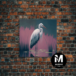 decorative wall art, beautiful stork watercolor, framed canvas print