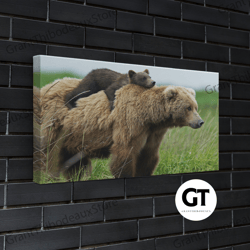 decorative wall art, decorate the living room, bedroom and workplace, bear canvas, bear poster, bear cub nursery wall de