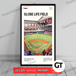 decorative wall art, decorate the living room, bedroom and workplace, globe life field print  texas rangers canvas  ball